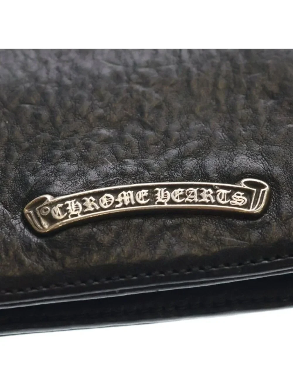 Chrome Hearts Crd Arch Logo Plate 3 Pocket Leather Card Case Black